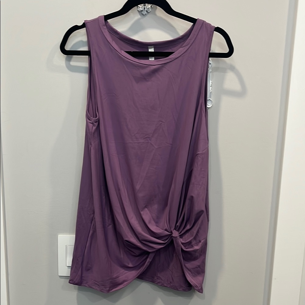 Purple Sleeveless Tie Front Tank Top